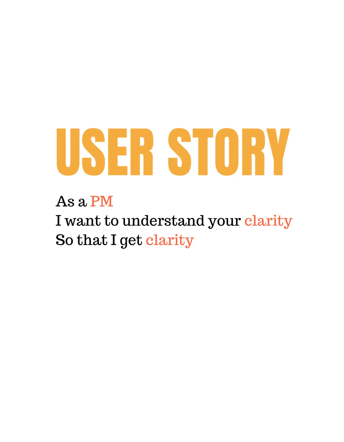 user story orange text white-bg